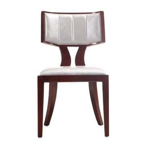 English Elm Pulitzer Wood Vegan Leather Dining Chair Silver Set of 2 — Klismos Design, Solid Beech Frame, 350 lb Capacity B365P397773