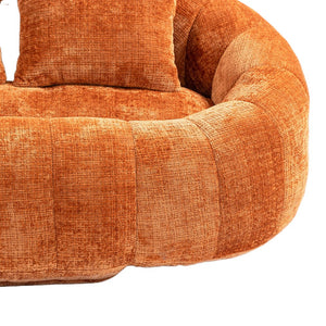 English Elm Bean Bean Bag Sofa High-Density Memory Foam Two-Seater Lounger High Back Chenille Cozy Support Orange W395P181437