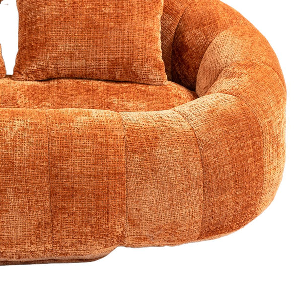 English Elm Bean Bean Bag Sofa High-Density Memory Foam Two-Seater Lounger High Back Chenille Cozy Support Orange W395P181437