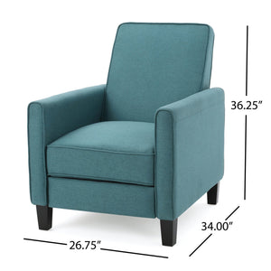 English Elm Christopher Knight Home® - Teal Linen Push Back Chair with Ergonomic Plush Padding, Breathable Upholstery, Durable Frame - Stylish Recliner for Living Room Comfort 52422.00FDTE