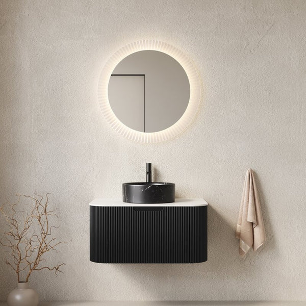 English Elm Muri Floating Bathroom Vanity Plywood Cabinet Sintered Stone Top Oak Drawer Black,Carrara White W2615S00704