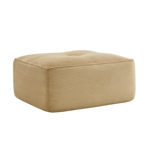 English Elm Ottoman Corduroy Upholstered Modular Accent Piece with High Resilience Foam and Curved Arms Camel W714P364684
