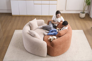 English Elm LY-042 Zen-Inspired S-Curved Dual-Depth Loveseat with Chenille Upholstery, Ready-to-Use Comfort Beige W2231P329716