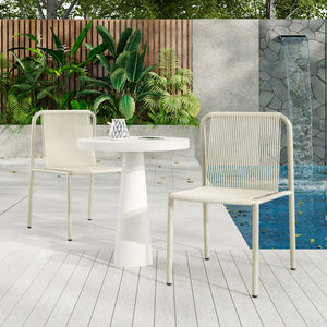 English Elm Christopher Knight Home® - Burgess Weather-Resistant Outdoor Stacking Dining Chair Set of 2 — UV-Proof PE Rattan with Iron Frame White 23.75 L x 20.9 W x 19.5 H N776P234186W