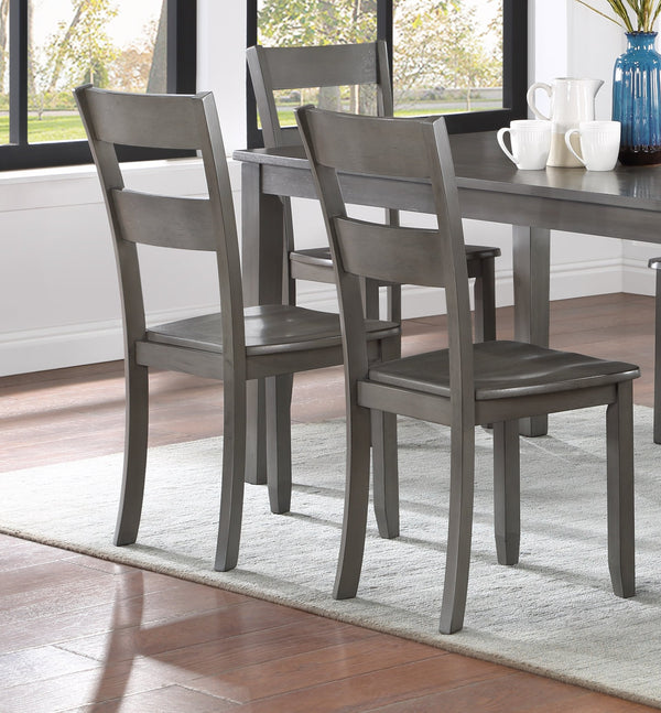 English Elm 2pc Gray Ladder Back Dining Chairs with Wood Seat 17.8"x17"x38.3" Set of 2 Transitional Comfort Style B011P264091