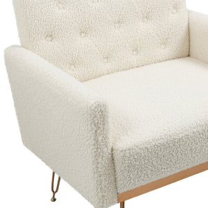 English Elm Teddy Fabric Tufted Accent Chair with Gold Metal Legs for Bedroom or Living Room W2113P392022