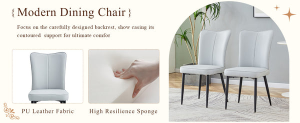 English Elm Table And Chair Set - Modern Black Wood Grain Dining Table With 4 Light Gray Pu Chairs, Stylish & Durable W1151S04183-GIGA