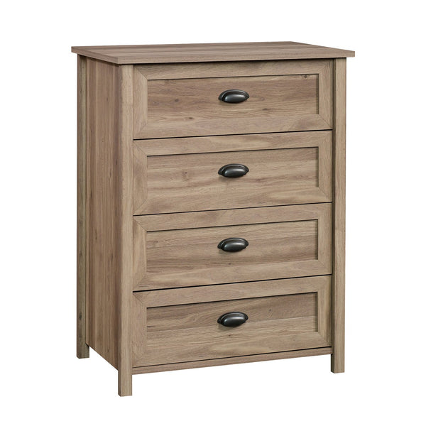 English Elm 4-Drawer Chest, Elegant Brown Finish For Versatile Storage In Bedrooms, Offices, Or Living Spaces B356P402664
