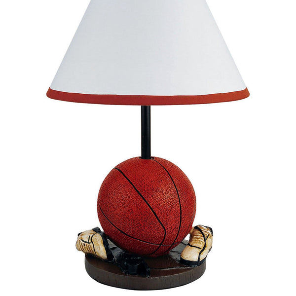 English Elm 15" Tall Basketball-Themed Accent Table Lamp With Durable Polyresin Base & Cozy Linen Shade B072116094