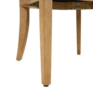 English Elm Wood Frame Upholstered Dining Chairs Set of 2 Curved Back Rubberwood Armrest Seating Beige,Natural N768P389407N