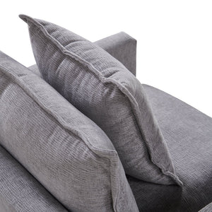 English Elm Chenille Solid Wood Frame Deep Seat Single Armchair with High-Density Foam Cushions & Toss Pillow Gray W1036P187127