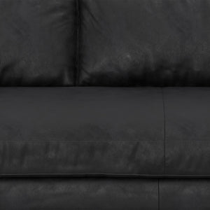 HomeRoots 89" Black Leather Sofa - Luxurious Mid-Century Design with Brown Legs, Roomy Comfort & Support 641000