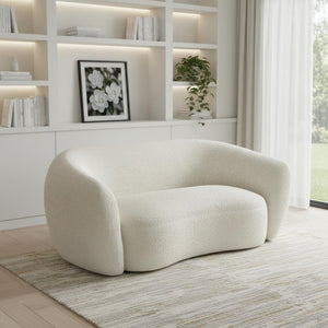 HomeRoots 69" Cream Fabric Sofa with Stylish Walnut Legs - Modern, Comfortable Design for Any Living Space! 641001