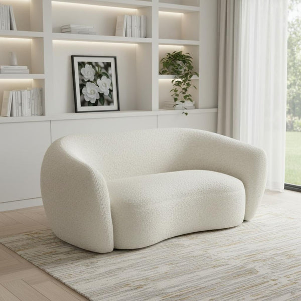 HomeRoots 69" Cream Fabric Sofa with Stylish Walnut Legs - Modern, Comfortable Design for Any Living Space! 641001