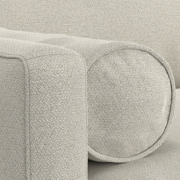 HomeRoots 89" Cream Fabric Sofa - Mid-Century Modern Charm with Brown Legs, Stylish Comfort for Any Room 641002