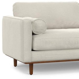 HomeRoots 89" Cream Fabric Sofa - Mid-Century Modern Charm with Brown Legs, Stylish Comfort for Any Room 641002