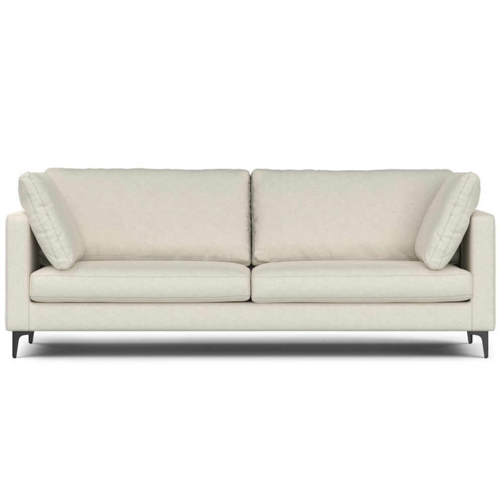 HomeRoots 90" Cream Fabric Sofa – Mid-Century Modern Design with Black Metal Legs for Stylish Comfort & Durability 641003