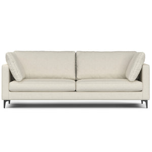 HomeRoots 90" Cream Fabric Sofa – Mid-Century Modern Design with Black Metal Legs for Stylish Comfort & Durability 641003