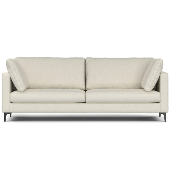 HomeRoots 90" Cream Fabric Sofa – Mid-Century Modern Design with Black Metal Legs for Stylish Comfort & Durability 641003