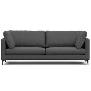 HomeRoots 90" Gray Fabric Sofa – Mid-Century Modern Design with Black Metal Legs, Durable Comfort for 3 People 641004