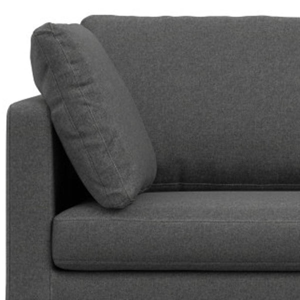 HomeRoots 90" Gray Fabric Sofa – Mid-Century Modern Design with Black Metal Legs, Durable Comfort for 3 People 641004