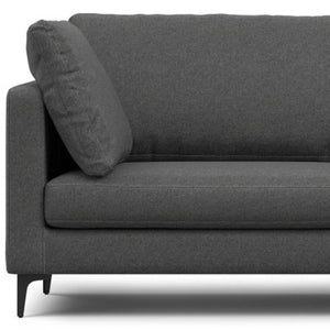 HomeRoots 90" Gray Fabric Sofa – Mid-Century Modern Design with Black Metal Legs, Durable Comfort for 3 People 641004