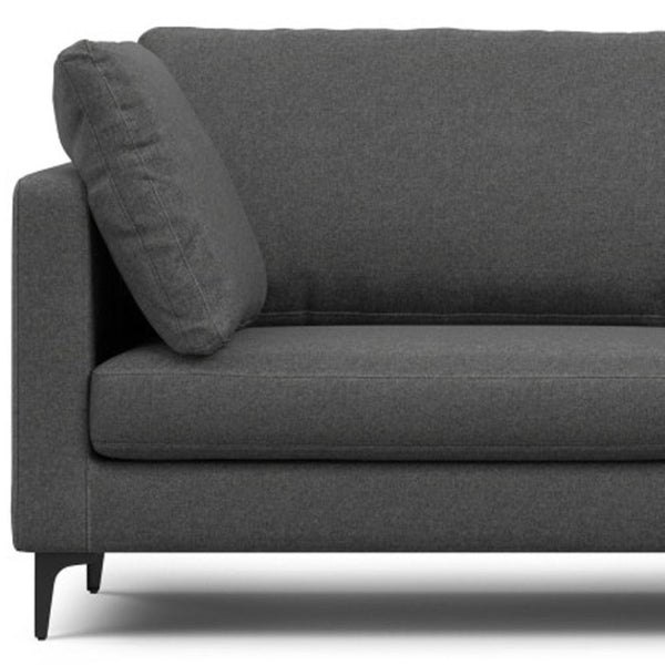 HomeRoots 90" Gray Fabric Sofa – Mid-Century Modern Design with Black Metal Legs, Durable Comfort for 3 People 641004
