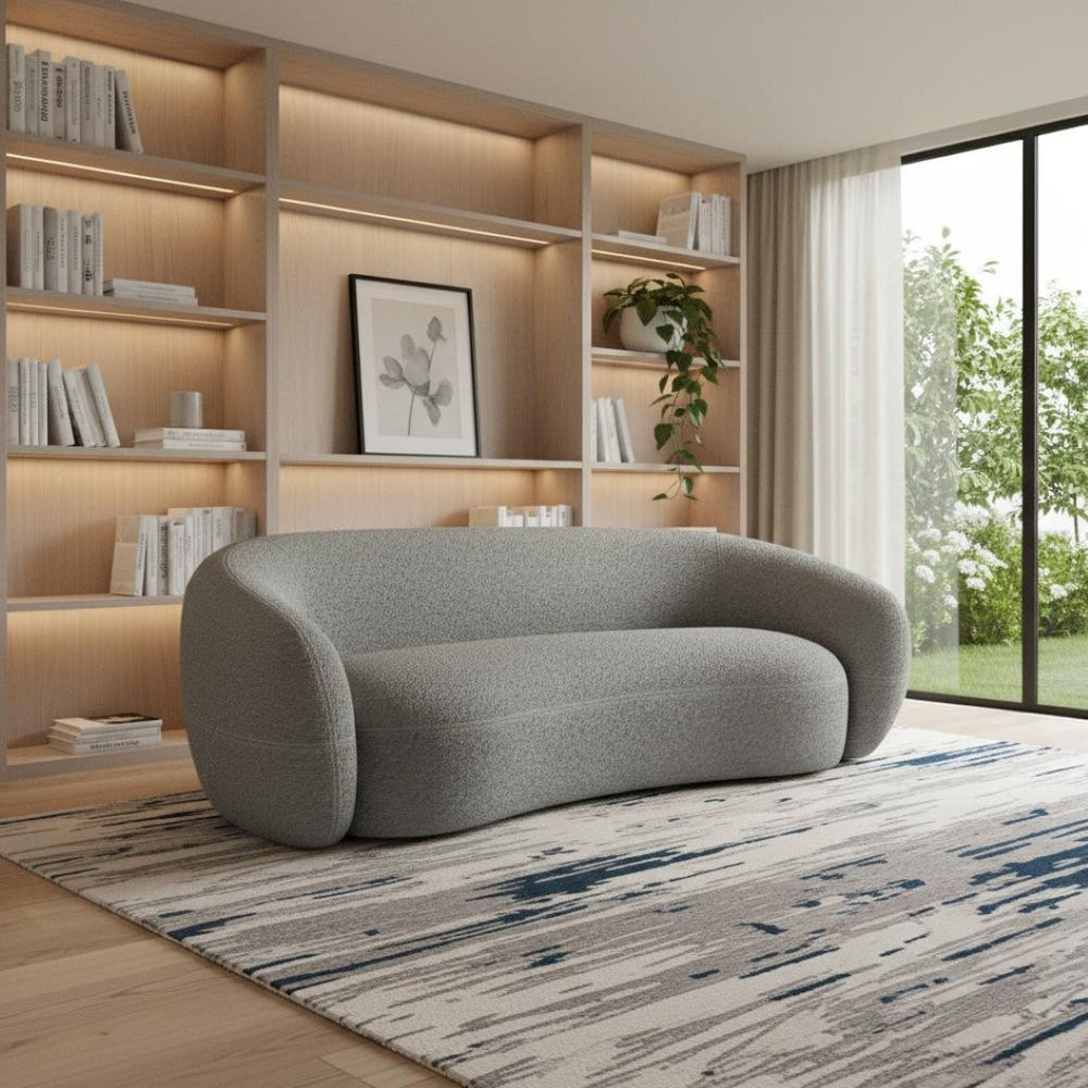HomeRoots 89" Gray Fabric Sofa – Contemporary Comfort with Walnut Legs, Tufted Back, No Assembly Needed! 641005