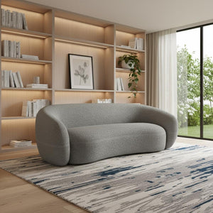 HomeRoots 89" Gray Fabric Sofa – Contemporary Comfort with Walnut Legs, Tufted Back, No Assembly Needed! 641005