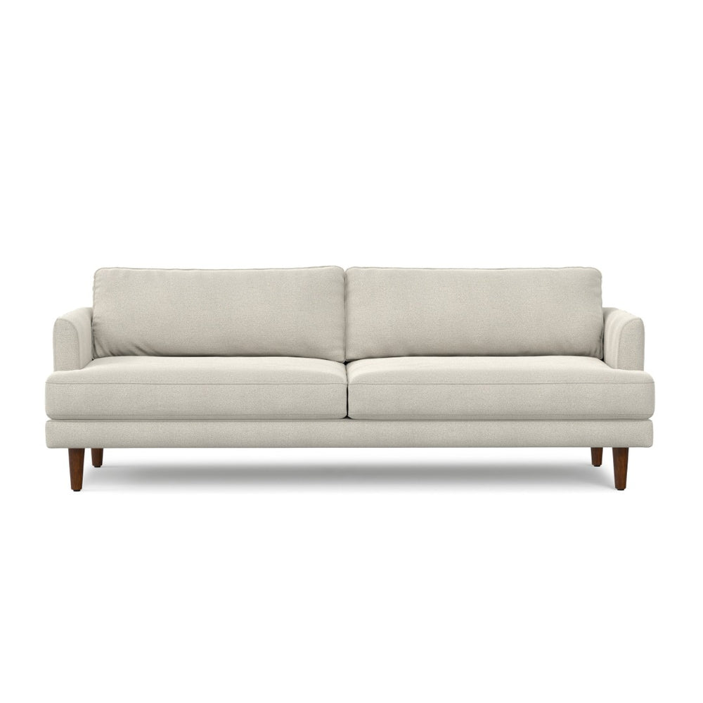 HomeRoots 90" Cream Fabric Sofa - Mid-Century Modern Design, Durable Wood Frame, Comfort for 3, Easy Care 641006