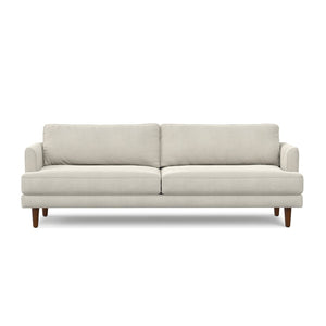 HomeRoots 90" Cream Fabric Sofa - Mid-Century Modern Design, Durable Wood Frame, Comfort for 3, Easy Care 641006