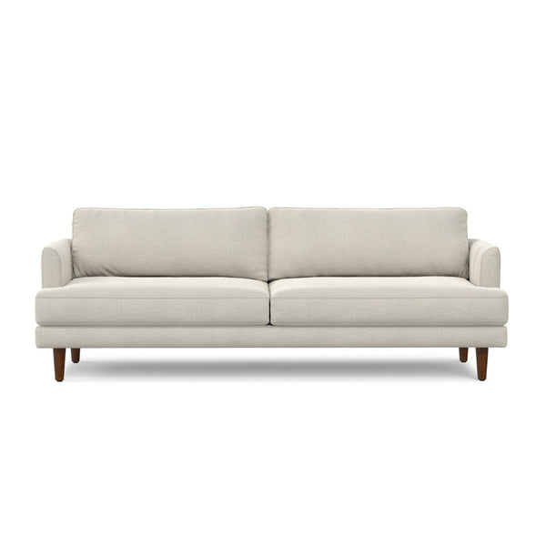 HomeRoots 90" Cream Fabric Sofa - Mid-Century Modern Design, Durable Wood Frame, Comfort for 3, Easy Care 641006