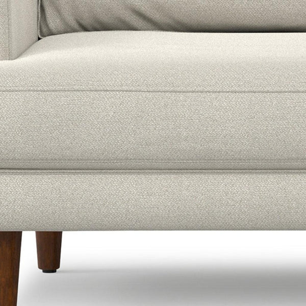 HomeRoots 90" Cream Fabric Sofa - Mid-Century Modern Design, Durable Wood Frame, Comfort for 3, Easy Care 641006