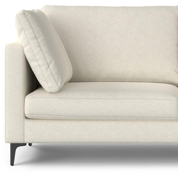 HomeRoots 76" Cream Fabric Sofa with Chic Black Metal Legs - Mid-Century Modern Design for Stylish Comfort 641007