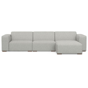 HomeRoots 122" Gray Fabric Modular Sofa - Stylish Comfort with Tufted Back & Brown Legs, Perfect for Any Space! 641009