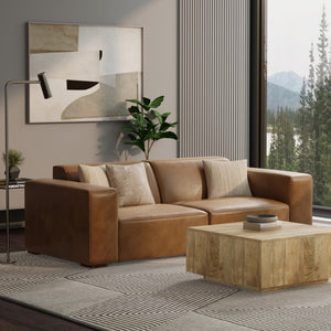 HomeRoots 88" Brown Leather Modular Sofa - Stylish, Durable Design with Versatile Comfort for Modern Living Spaces 641010