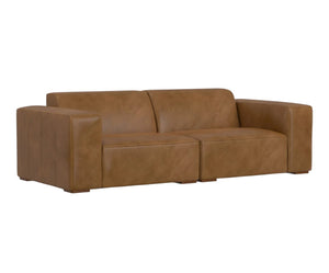 HomeRoots 88" Brown Leather Modular Sofa - Stylish, Durable Design with Versatile Comfort for Modern Living Spaces 641010