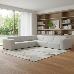 HomeRoots 116" Gray Fabric Modular Sofa - Stylish Comfort for 5, Durable Construction & Modern Design Elements 641012