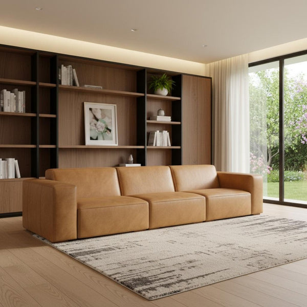 HomeRoots 122" Sienna Leather Modular Sofa – Stylish Comfort, Versatile Design, and Durable Elegance for Your Home 641013