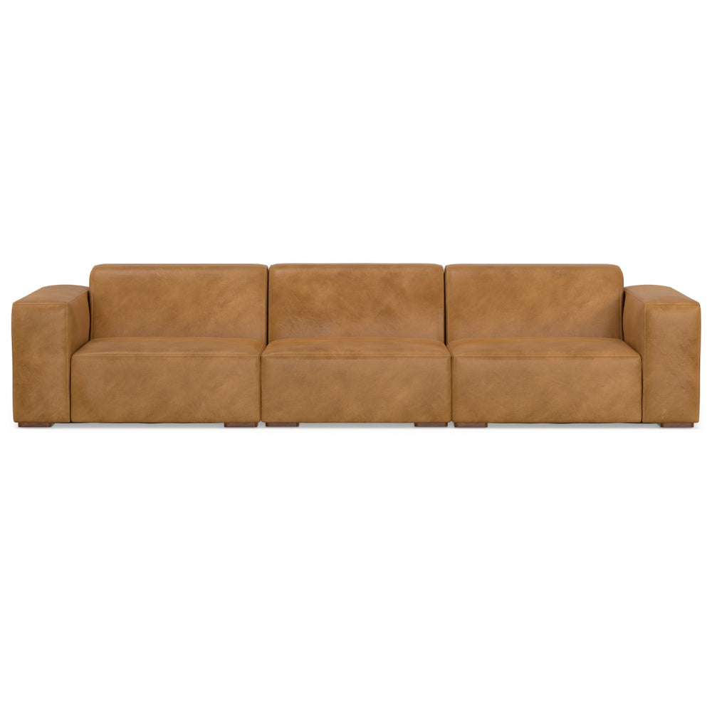 HomeRoots 122" Sienna Leather Modular Sofa – Stylish Comfort, Versatile Design, and Durable Elegance for Your Home 641013