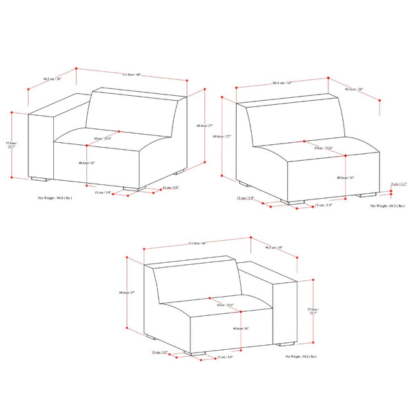 HomeRoots 122" Sienna Leather Modular Sofa – Stylish Comfort, Versatile Design, and Durable Elegance for Your Home 641013