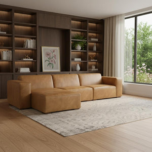 HomeRoots 122" Sienna Leather Modular Sofa – Luxurious Comfort, Stylish Design & Flexible Arrangement Options 641014