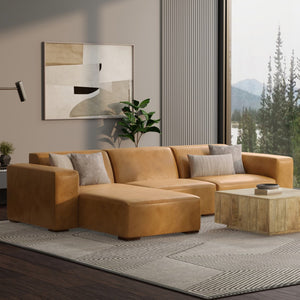 HomeRoots 122" Sienna Leather Modular Sofa – Luxurious Comfort, Stylish Design & Flexible Arrangement Options 641014