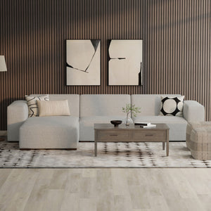 HomeRoots 122" Gray Fabric Modular Sofa - Versatile Seating for 4, Modern Design, Tufted Back & Easy Assembly 641015