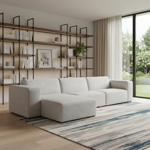 HomeRoots 122" Gray Fabric Modular Sofa - Versatile Seating for 4, Modern Design, Tufted Back & Easy Assembly 641015