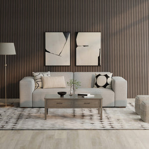 HomeRoots 88" Gray Fabric Modular Sofa - Stylish Comfort with Brown Legs, Perfect for Modern Living Spaces! 641016