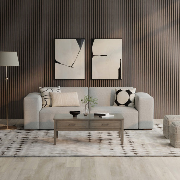 HomeRoots 88" Gray Fabric Modular Sofa - Stylish Comfort with Brown Legs, Perfect for Modern Living Spaces! 641016