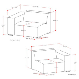 HomeRoots 88" Gray Fabric Modular Sofa - Stylish Comfort with Brown Legs, Perfect for Modern Living Spaces! 641016