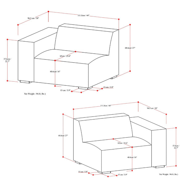 HomeRoots 88" Gray Fabric Modular Sofa - Stylish Comfort with Brown Legs, Perfect for Modern Living Spaces! 641016