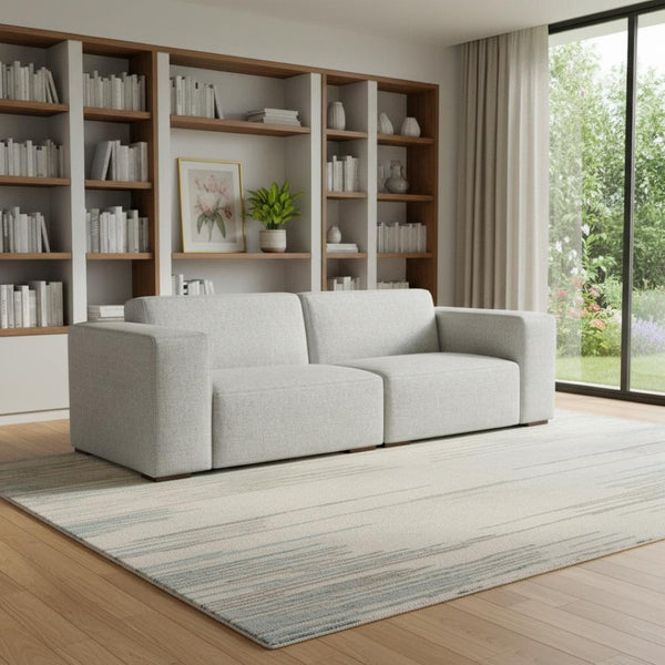 HomeRoots 88" Gray Fabric Modular Sofa - Stylish Comfort with Brown Legs, Perfect for Modern Living Spaces! 641016